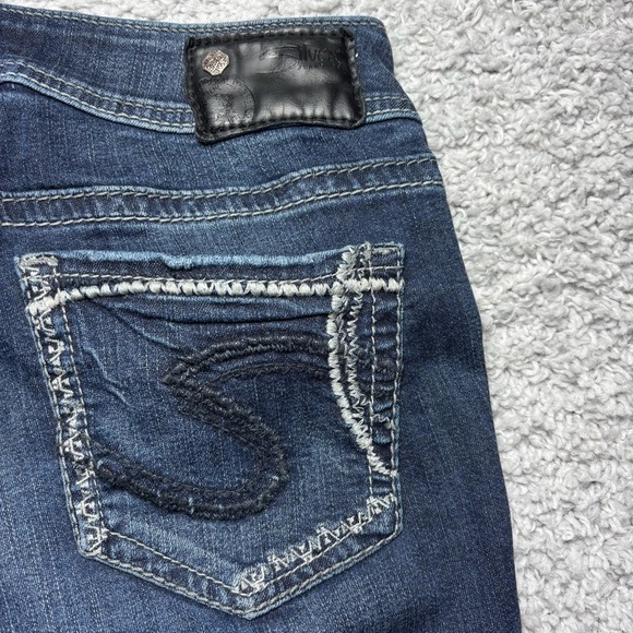 Silver Jeans Womens 28 Suki Capri Mid Rise Fluid Denim Big Stitch Embroidered - Picture 6 of 6